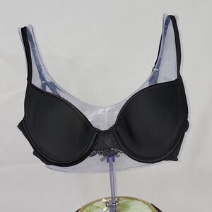 VTG Victoria's Secrets TeeShirt demi cup bra Black 34B